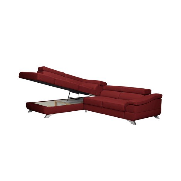 Červená rozkládací rohová pohovka koženkového vzhledu Windsor & Co Sofas Gamma, levý roh-image-4