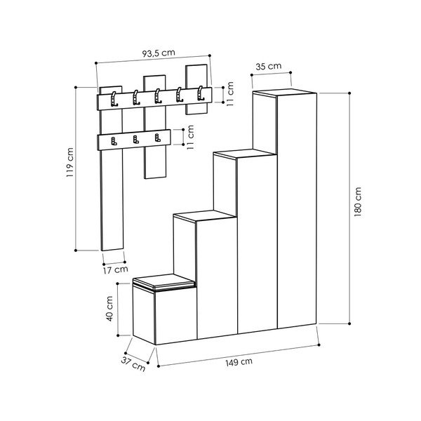 Комплект от шкаф и стенна закачалка Up Sonomo - Homitis-image-2