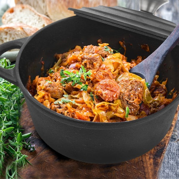 Съд от излято желязо с капак подходящо за индукционен котлон 4 l LITINA – Orion-image-1