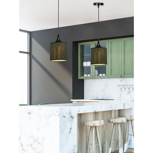 Тъмнозелена висяща лампа с текстилен абажур ø 15 cm Patti - Candellux Lighting-image-1