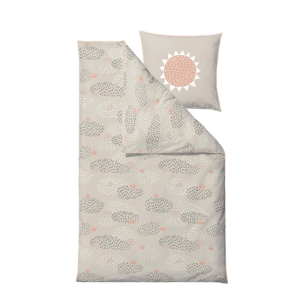 Бежово и оранжево детско спално бельо от памук ранфорс Raindrops NO, 140 x 200 cm - Södahl