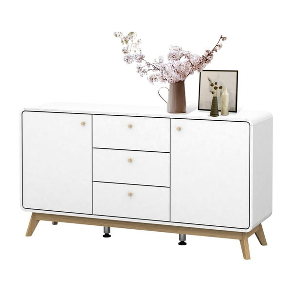 Бял нисък скрин 140x75 cm Caitlin – Støraa-image-2