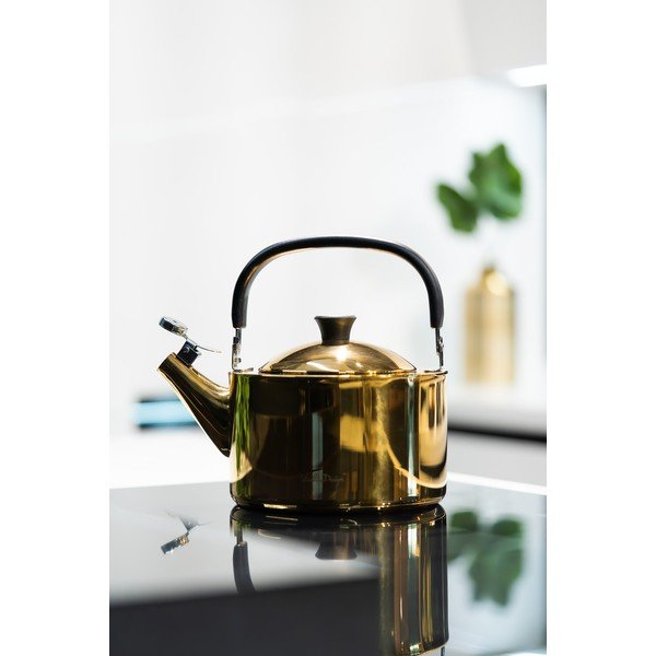 Лъскаво златист чайник от неръждаема стомана 1,5 l Diamante – Vialli Design-image-3