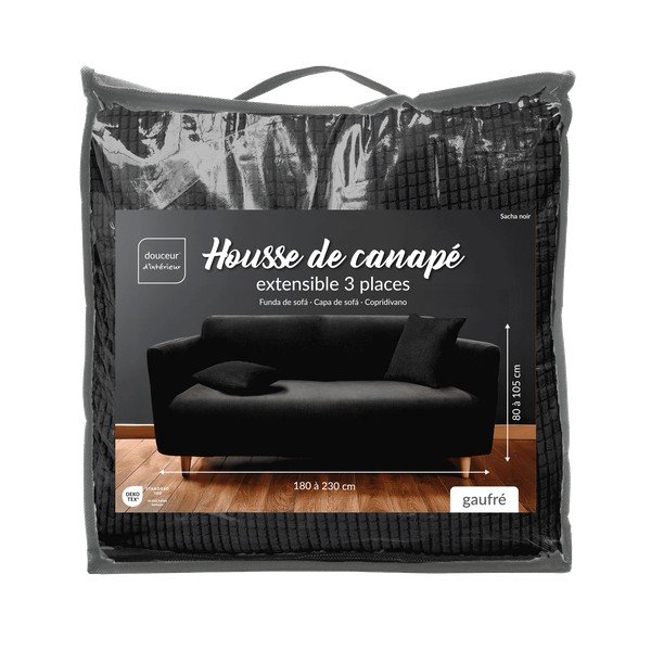 Черно триместно ластично покривало за диван Sacha – douceur d'intérieur-image-3
