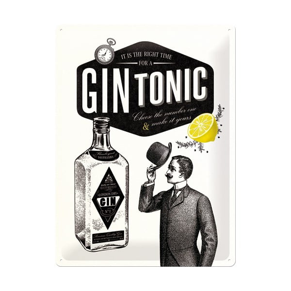 Метален знак Gin Tonic, 30x40 cm - Postershop