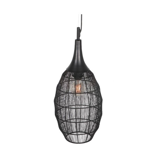 Матово черно висящо осветително тяло с метален абажур Soraya – Trio-image-1