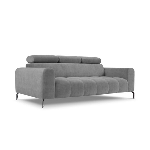 Сив разтегателен диван с кадифена повърхност Nico - Milo Casa