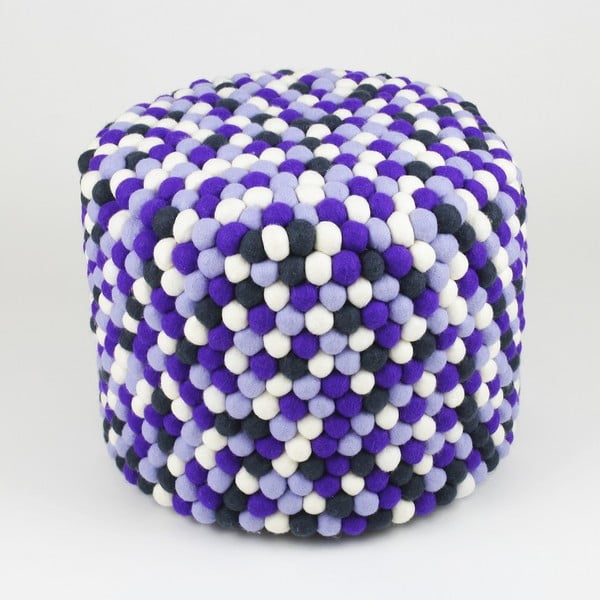Ručně vyrobený kuličkový puf Lavender Field, kulatý