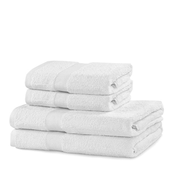 Бели памучни хавлии и кърпи за баня в комплект от 4 бр. от тери Marina – DecoKing