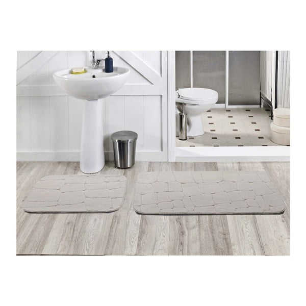 Sada 2 koupelnových koberečků Dekoreko Beyaz, 50x60 cm + 60x100 cm
