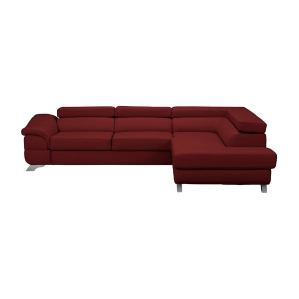 Červená rozkládací rohová pohovka koženskového vzhledu Windsor & Co Sofas Gamma, pravý roh