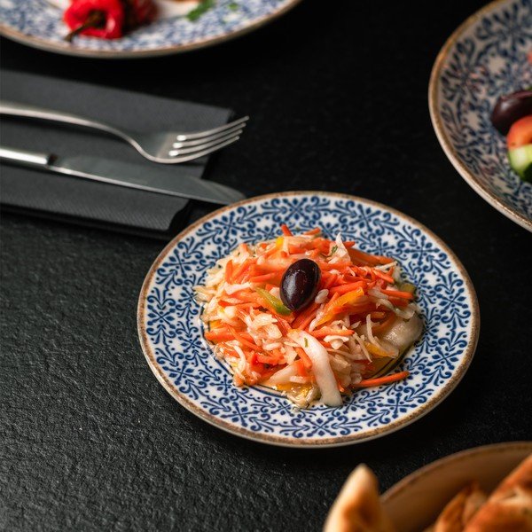 Бяла/синя десертна порцеланова чиния ø 16 cm Azul – BonBistro-image-1