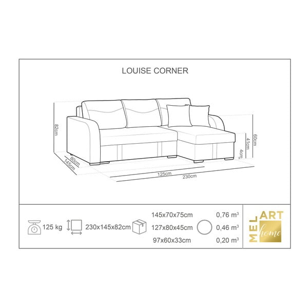 Бежов ъглов разтегателен диван с място за съхранение Louise, ляв ъгъл - Melart-image-2