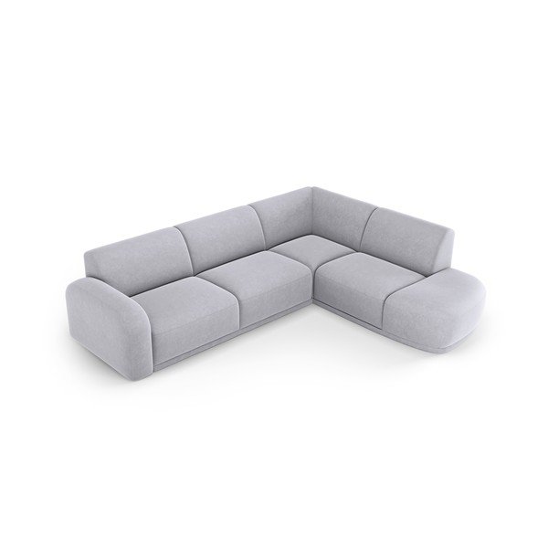 Светлосив кадифен ъглов диван Erin – Micadoni Home-image-3