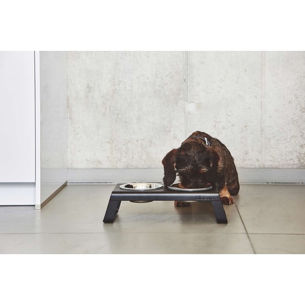 Метален комплект купички с основа за куче Desco Black S – MiaCara-image-4