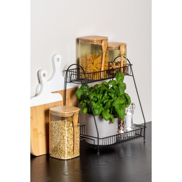 Черна метална кухненска етажерка с 2 рафта Tidy - PT LIVING-image-1