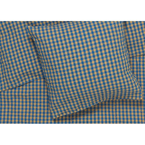 Жълто-синьо крепирано спално бельо за единично легло 140x200 cm Bæk&Bølge - JUNA-image-2