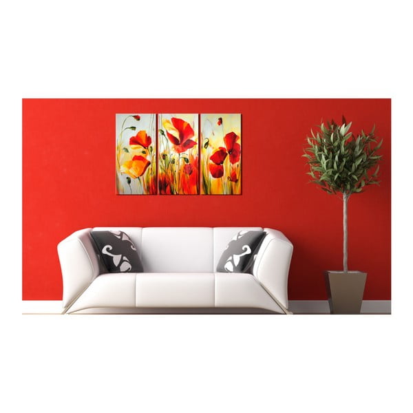 Ručně malovaný obraz na plátně Bimago Red Meadow, 120 x 80 cm