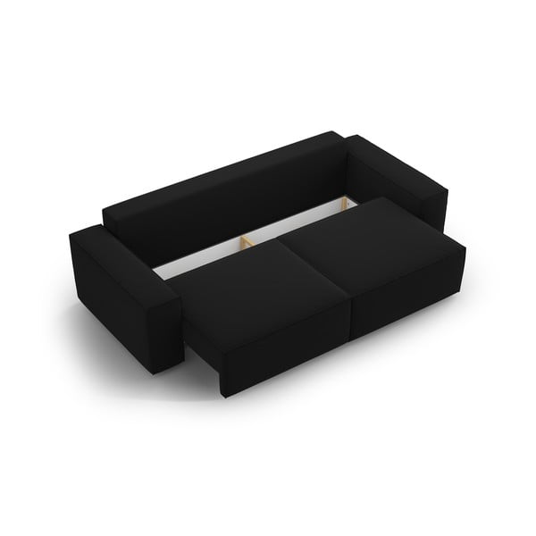 Черен кадифен разтегателен диван с място за съхранение 247 cm Jodie – Micadoni -image-3