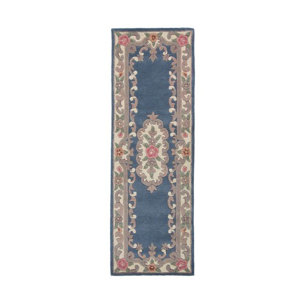 Син вълнен килим , 67 x 210 cm Aubusson - Flair Rugs