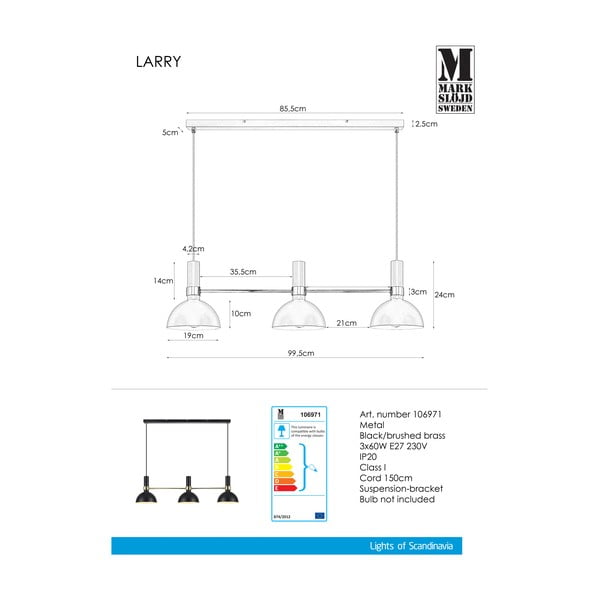 Черно тройно таванно осветление Черно злато Larry - Markslöjd-image-2