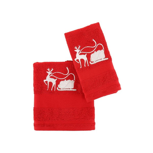 Vánoční set červeného ručníku a osušky Red&White