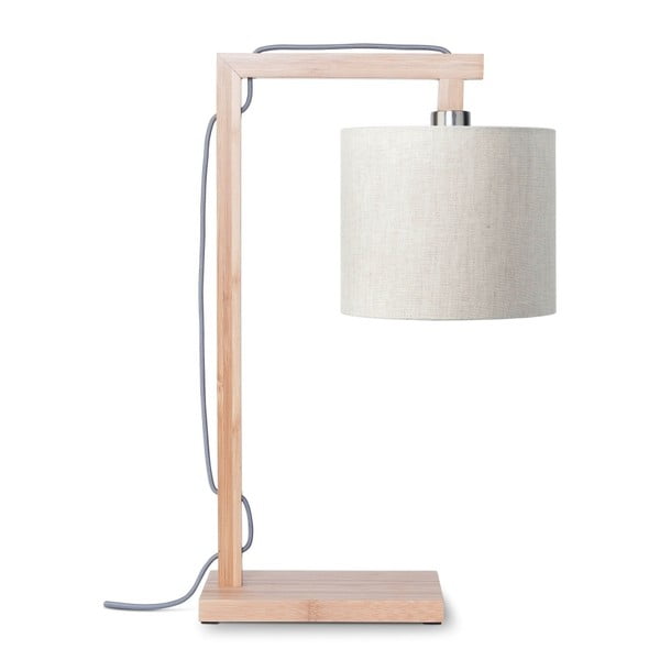 Настолна лампа със светлобежов абажур и бамбукова конструкция Himalaya - Good&Mojo