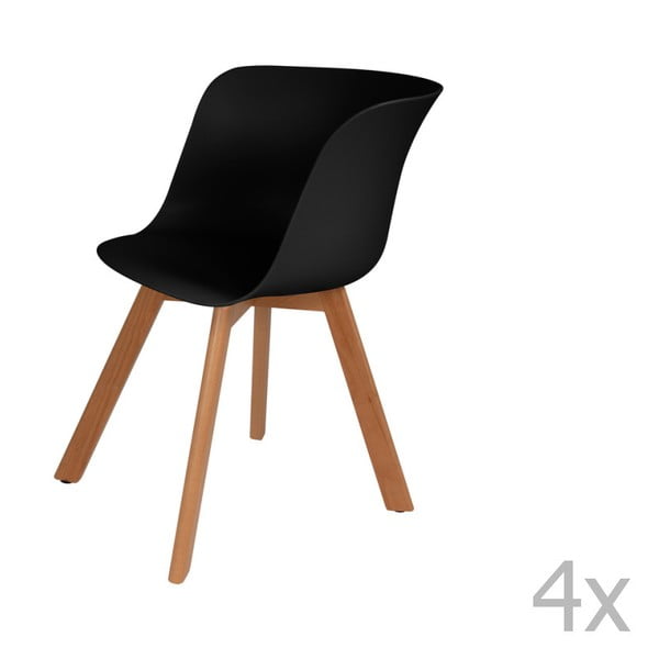 Комплект от 4 черни трапезни стола Shelby - 360 Living