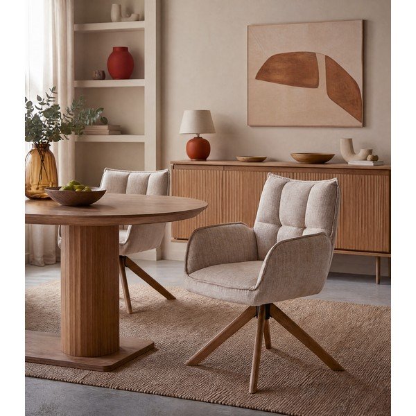 Кремави тапицирани трапезни столове в комплект 2 бр. Marilla – Unique Furniture-image-3