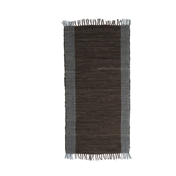 Černý kožený koberec Simla, 140 x 70 cm