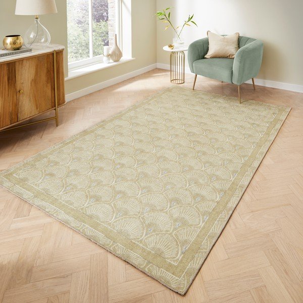 Светлозелен килим подходящ за пране 152x230 cm Deco Peacock – Catherine Lansfield-image-2