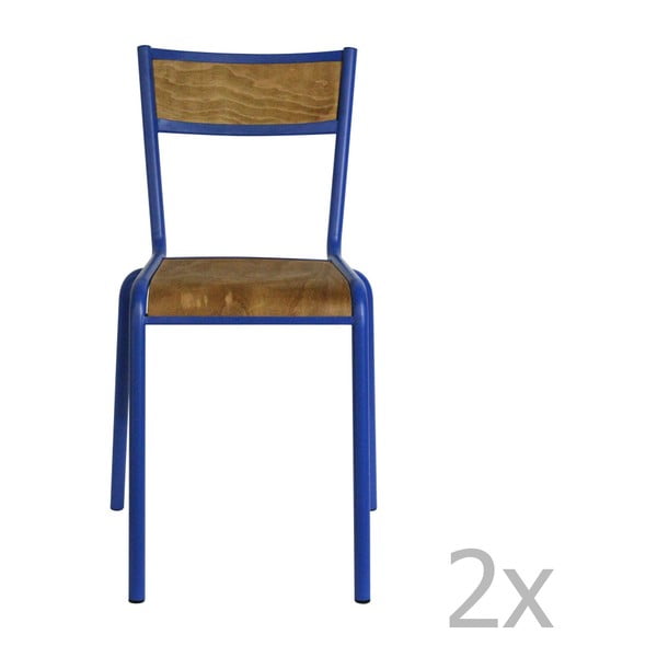 Sada 2 jídelních židlí s modrou kovovou konstrukcí Red Cartel Pilot