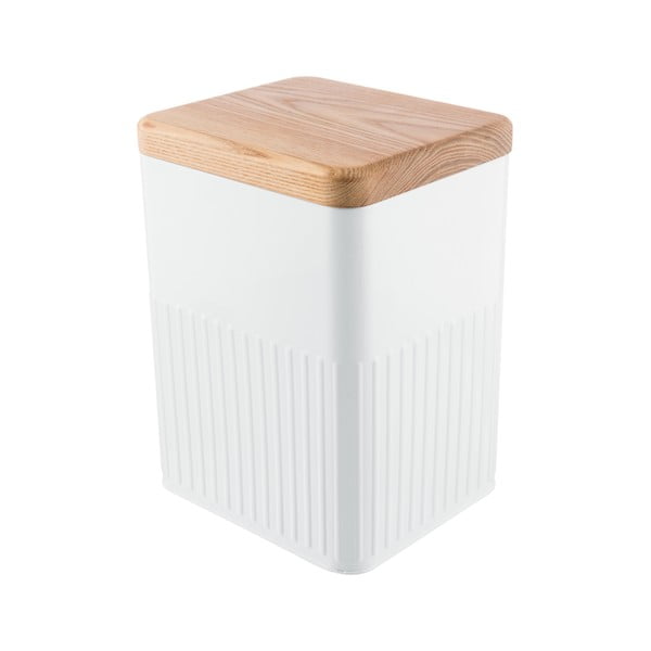 Бяла метална квадратна кутия с капак от ясенова дървесина Bakehouse Hydria L - BAKEHOUSE