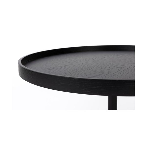 Черна кръгла масичка за кафе с дъбов плот ø 70 cm Yuri L – White Label-image-2