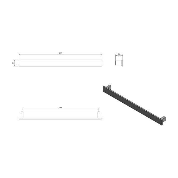 Матово черна стенна поставка за кърпи Patron – Sapho-image-3