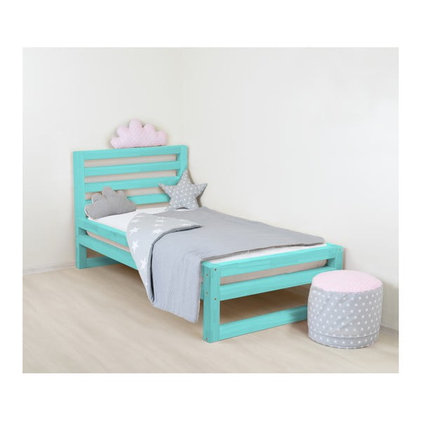 Детско тюркоазено синьо дървено единично легло DeLuxe, 160 x 90 cm - Benlemi