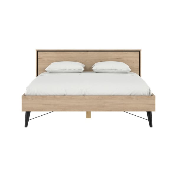 Двойно легло от дъбов декор с включена подматрачна рамка в естествен цвят 160x200 cm Ry – Tvilum-image-4