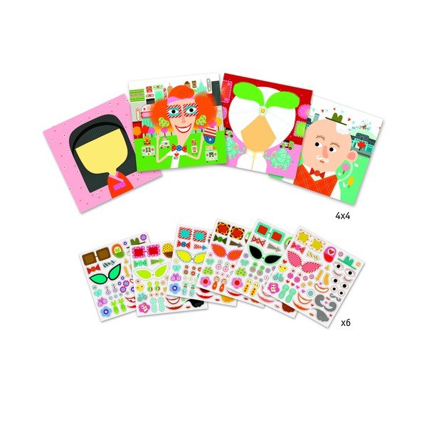 Комплект картинки със стикери Лица - Djeco-image-1