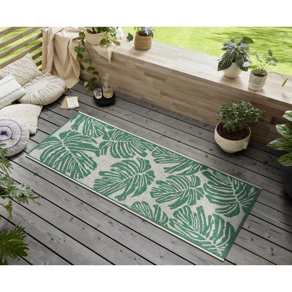 Зелена и бежова външна пътека , 70 x 200 cm Monstera - NORTHRUGS-image-1