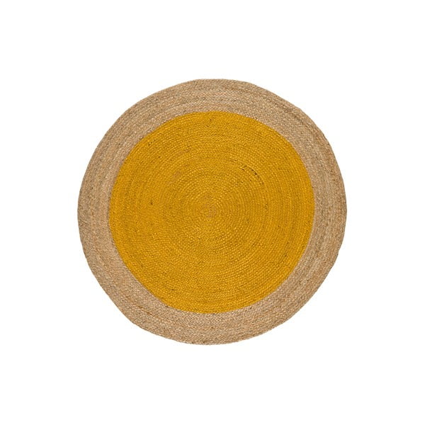 Кръгъл килим в естествен и горчичен цвят ø 90 cm Mahon - Universal