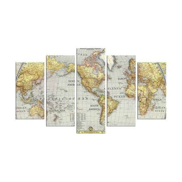 Карта на света Голямо изкуство за стена от няколко части - Unknown