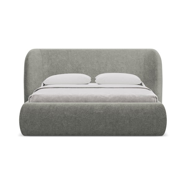 Сиво двойно тапицирано легло с място за съхранение и включена подматрачна рамка 140x200 cm Hauke – Makamii-image-3