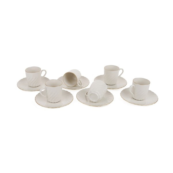 Комплект от 6 порцеланови чаши с чинийка Agathon, 50 ml - Kütahya Porselen