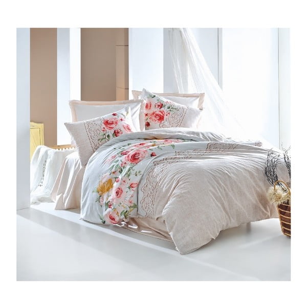 Комплект памучно спално бельо за двойно легло Flora, 200 x 220 cm - Mijolnir