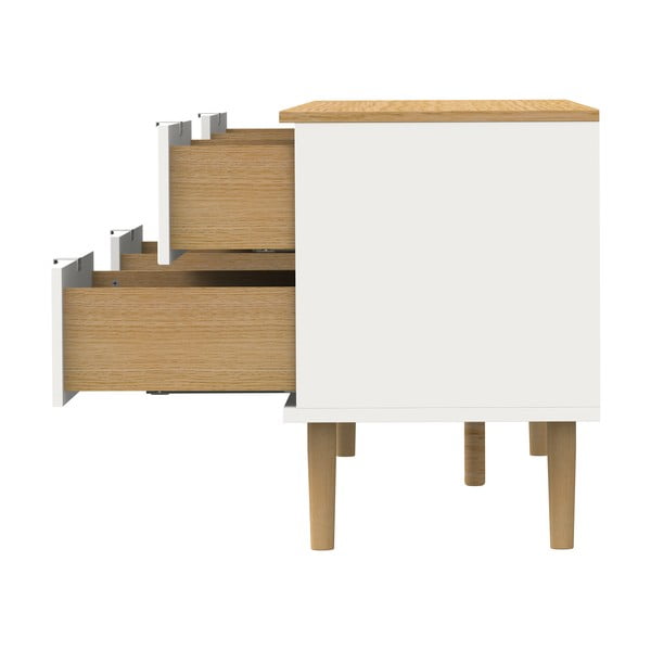 Масичка за телевизор с дъбов декор в бял и естествен цвят 162x61 cm Skagen - Tenzo-image-4