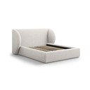 Светлосиво двойно тапицирано легло с място за съхранение с включена подматрачна рамка 160x200 cm Miley – Micadoni 