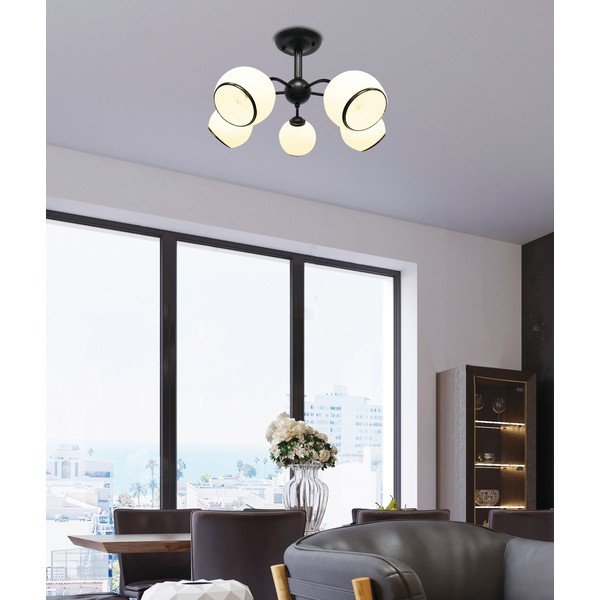 Черно-бяло осветително тяло за таван със стъклен абажур 56x56 cm Marinen – Candellux Lighting-image-1