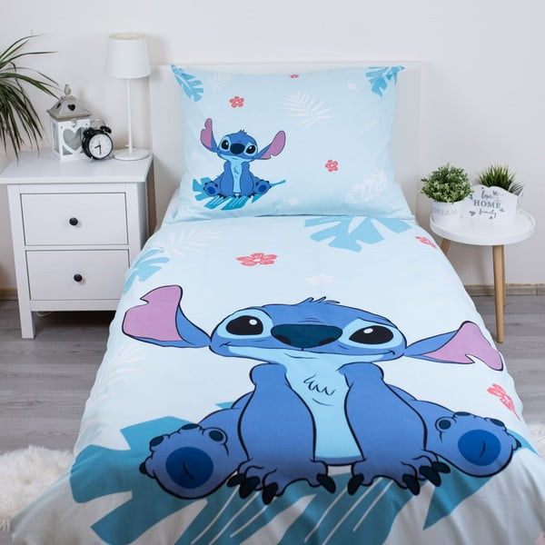Синьо  единично  памучно детско спално бельо 140x200 cm Lilo and Stitch "Blue"  – Jerry Fabrics-image-1