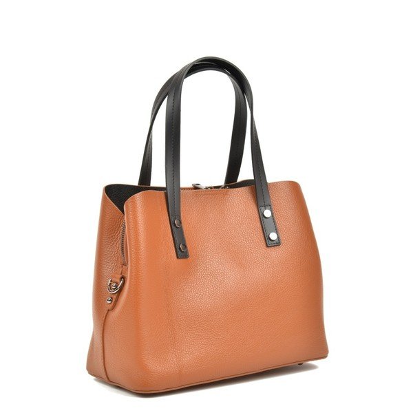 Кафява кожена чанта Dita Cognac Cognac - Anna Luchini-image-2