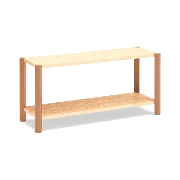 Стелаж от декор от дъб  в тухлен цвят/в светло естествен цвят 126x59x43 cm Bona – Teulat-image-2